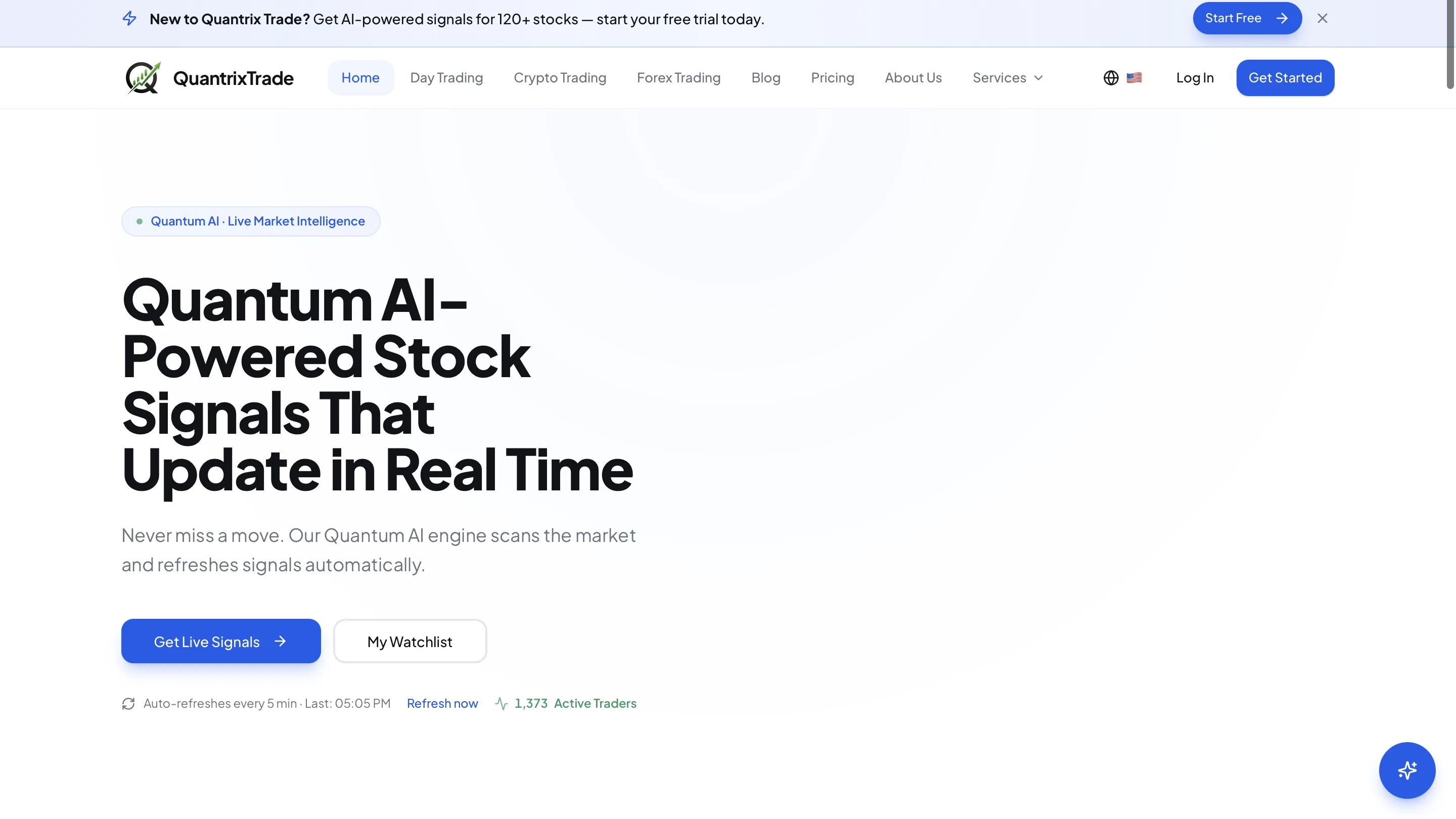 Quantrix Trade market intelligence platform homepage